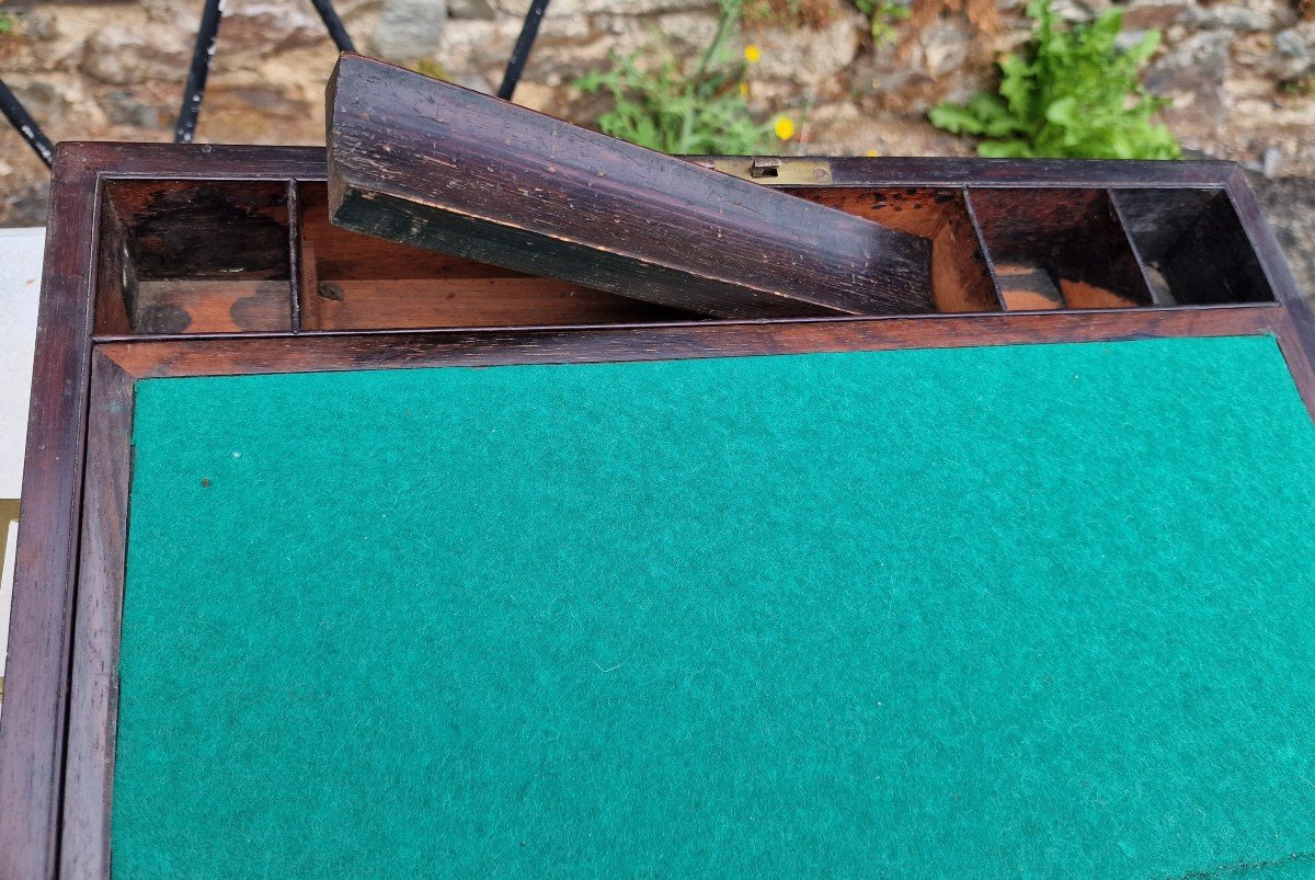Marine Rosewood And Golden Brass Writing Box Restoration-photo-3