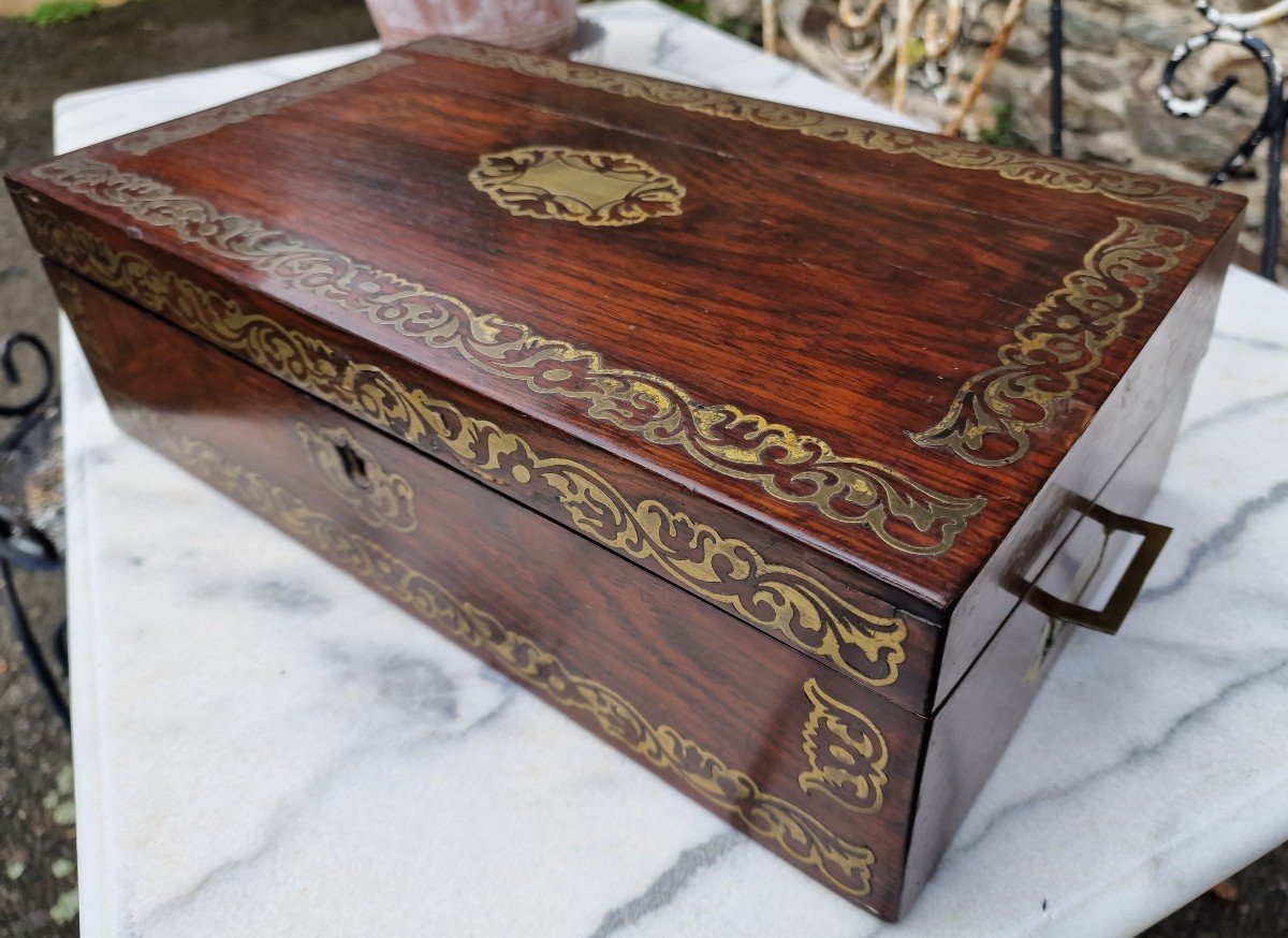 Marine Rosewood And Golden Brass Writing Box Restoration