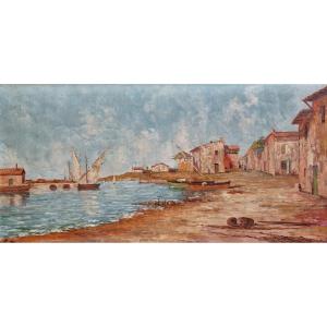 Large Painting Les Martigues Marseille Bouches Du Rhone By Ugo Fanfani