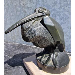 Pelican By Charles Artus In Cast Art Art Deco Bronze Patina Max Le Verrier