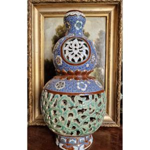 Lamp Base Ceramic Stoneware Gom Bien Hoa Vietnam Shape Of Chinese Double Gourd Vase