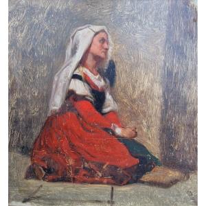 Painting By Charles Landelle Italian Woman On The Ground Orientalist Style