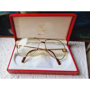Aviator Type Glasses Must De Cartier Paris Gold Plated Model 5914 And Number 140 Vintage