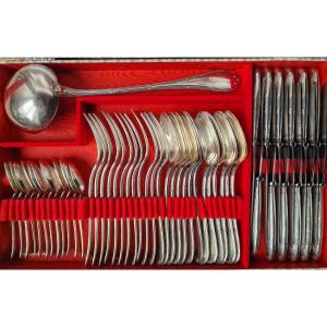 Cutlery Christofle Model Crossed Ribbons With Silver Metal Knives 
