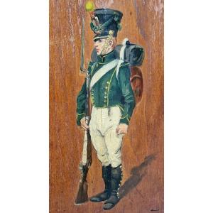 Painting Portrait Of Grenadier Soldier Of The Ward Regiment Of The Empire Guard Napooléon 1st