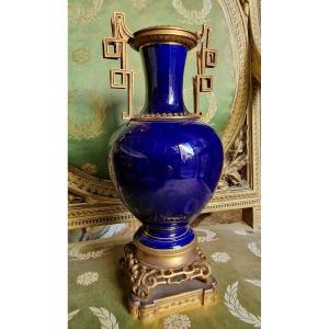 Sévres Porcelain Vase With Japanese Bronze Mount Attributed To Crystal Staircase 