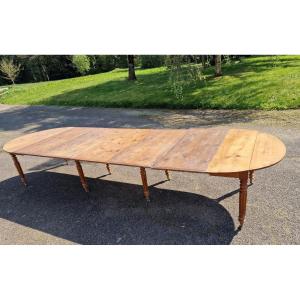 Importante Table à Rabats 8 Pieds Extensible à Rallonges Louis Philippe En Merisier