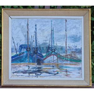 Tableau les bateaux de pêches au port de Concarneau Finistère Bretagne par Pierre Bestion 
