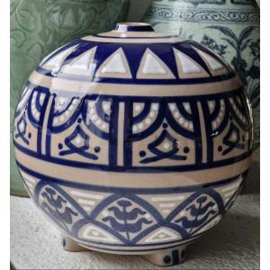 Vase boule par Marc et Roger François art déco décor hispano mauresque Malicorne