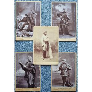 Lot Of 5 Photographs Of Sarah Bernhardt As A Stage Actress By Lafayette And Paul Boyer Paris