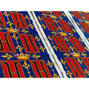 Set Of 3 Large Tapestry Banners With Marquis And Fleur De Lys Letters And Crowns