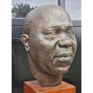 Buste en bronze d'un homme politique africain par Henri Collomb (1905-1983) Clémenti fondeur