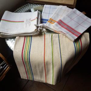 Set Of 11 Tea Towels And Large Handmade Metis Linen And Cotton Cloth From Old Stock Store 4