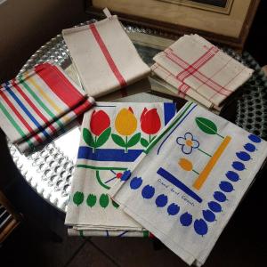 Set Of 7 Tea Towels In Mixed Linen And Cotton Old Stock Store Lot 5