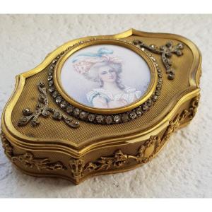 Jewelry Box Gilt Bronze And Miniature On Ivory Madame Élisabeth