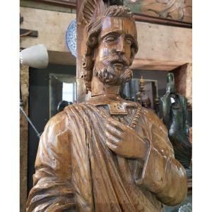 Breton Statue Of Saint Pierre 17th In Brittany Pine