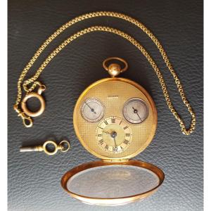 Breguet Pocket Watch With Quantiemes Gousset Solid Gold With Its Watch Chain