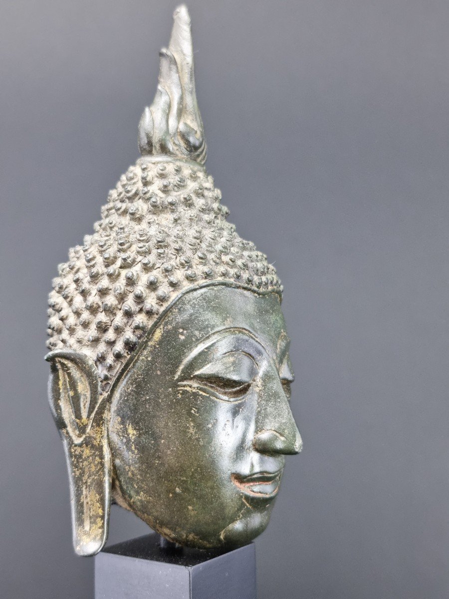 Tête De Bouddha En Bronze, Chiang Saen, Lan Na, 15ème Siècle, Thailande, Asie-photo-4
