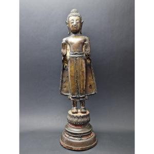 Bouddha, Ayutthaya, Thailande, Bronze, Or, 18ème Siècle