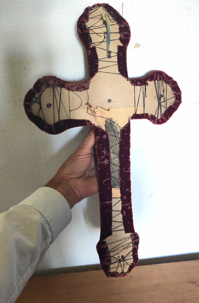 Very Large Cross, Hongmu Inlaid, Mother Of Pearl & Abalone, Vietnam 19thc-photo-2