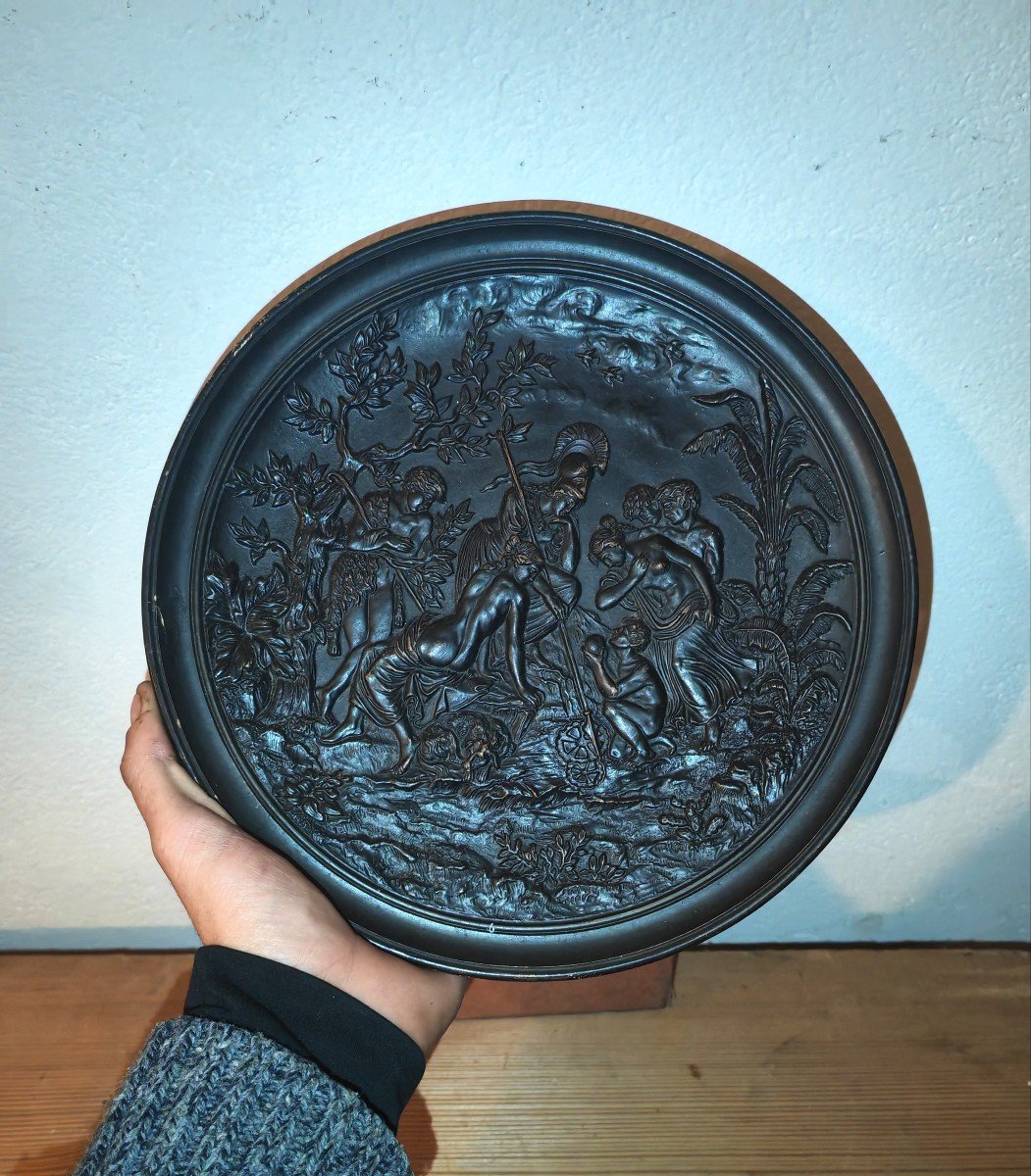 Plat En Terre Cuite Peinte, Le Jugement De Paris, Angleterre XIXe Siècle -photo-3
