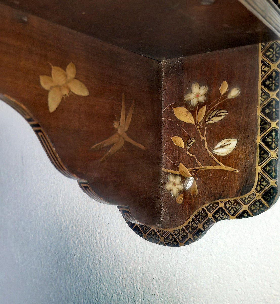 étagère d'Applique, Bois Laqué Et Incrusté, Shibayama, Japon Meïji, XIXe -photo-2
