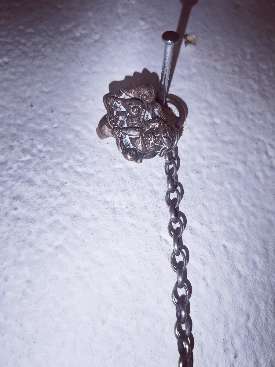 Rare, Châtelaine à Opium En Argent, 5 Outils, Chine-vietnam XIXe Siècle, épées Antiques-photo-1