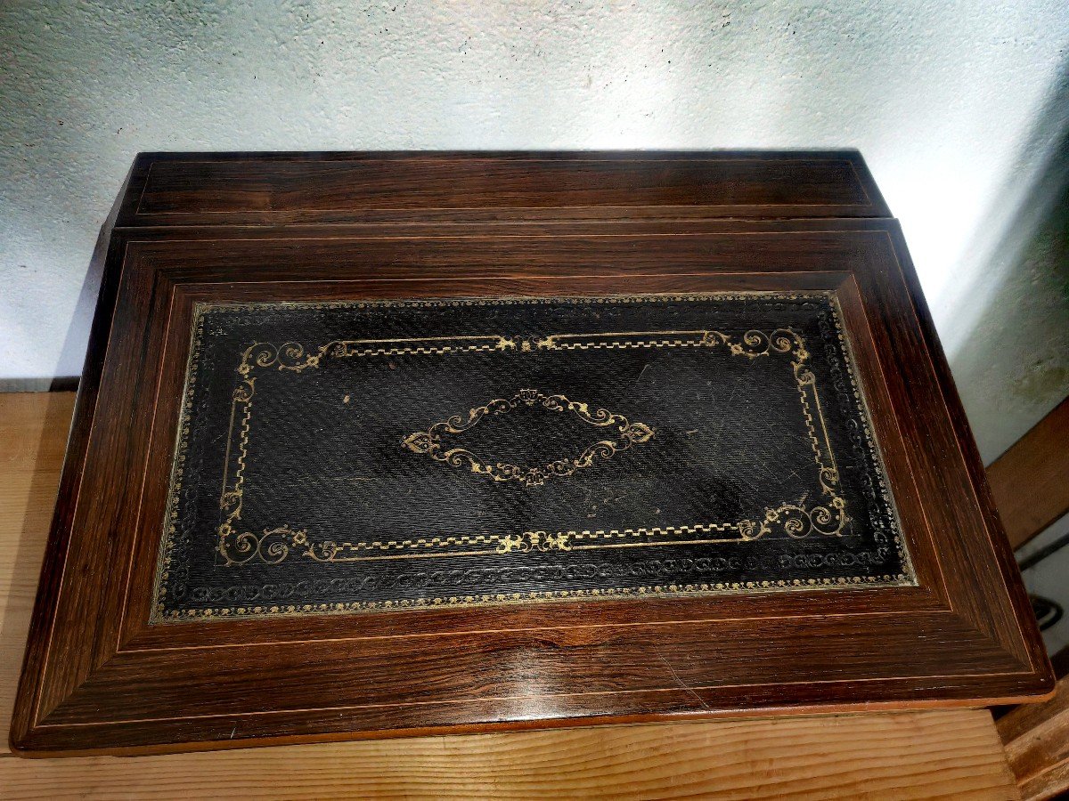 Elegant Correspondence Writing Desk, Rosewood & Fruit Woods, Early 19thc Period, Circa 1830 -photo-2