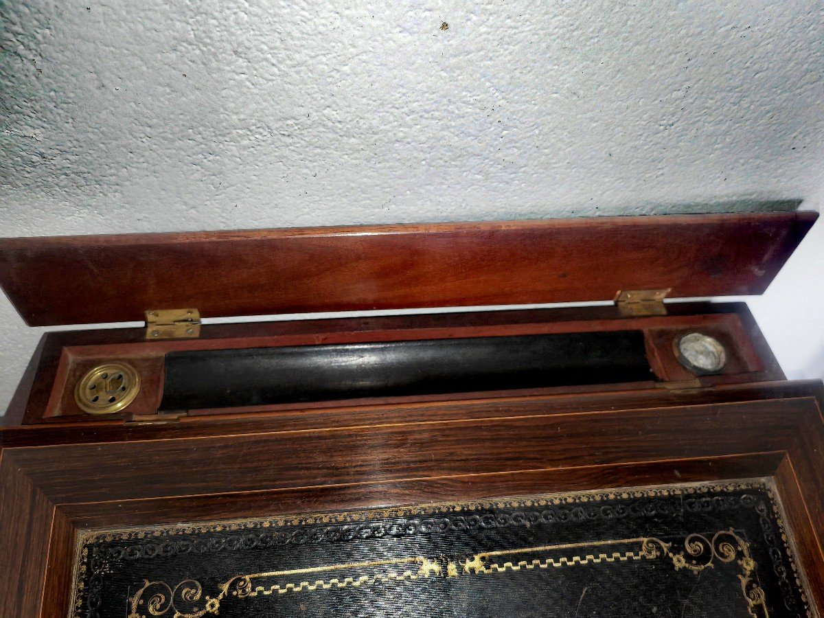 Elegant Correspondence Writing Desk, Rosewood & Fruit Woods, Early 19thc Period, Circa 1830 -photo-3