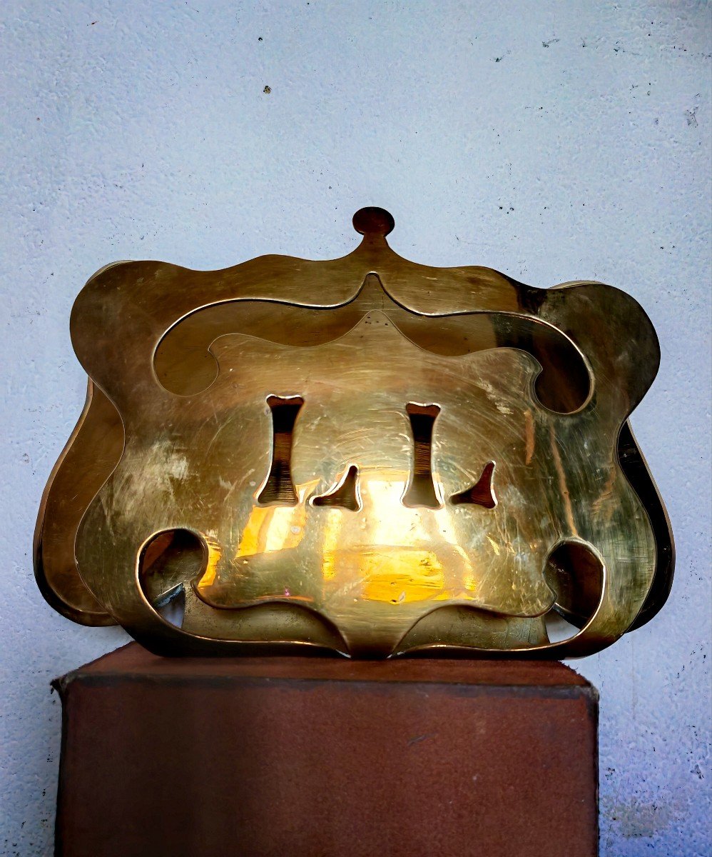 Great Letter Holder, Openworked Brass, Trench Art, Folk Art, Circa 1915-photo-3