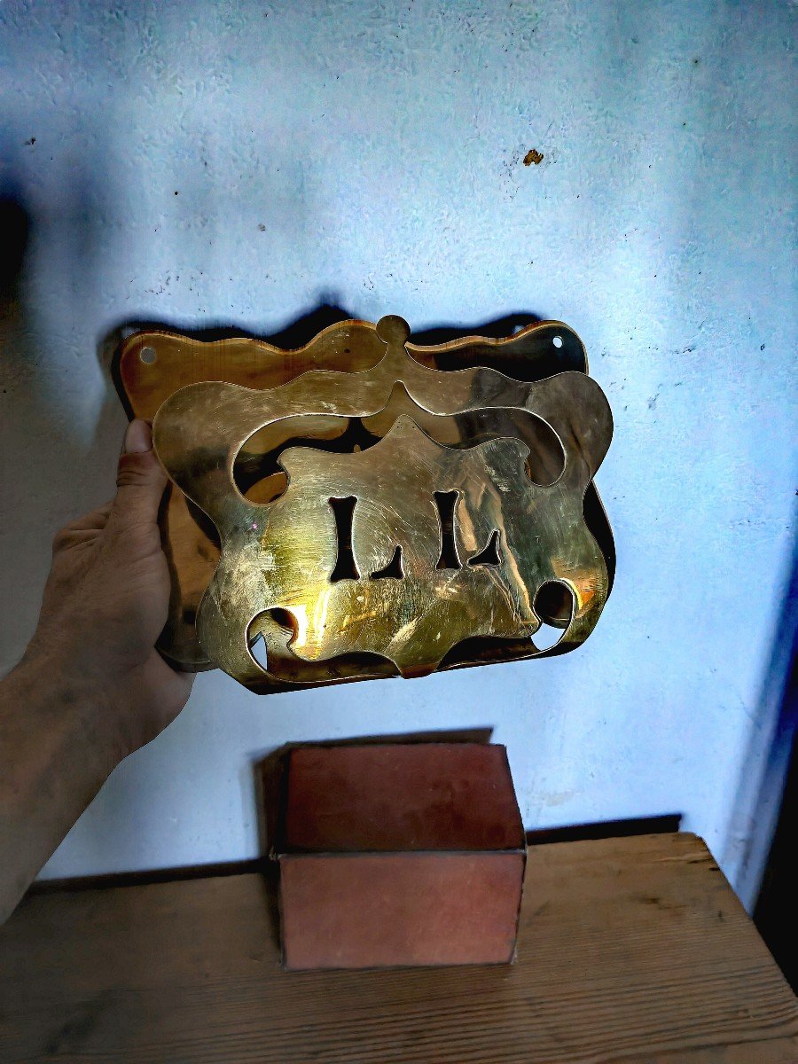 Great Letter Holder, Openworked Brass, Trench Art, Folk Art, Circa 1915-photo-3