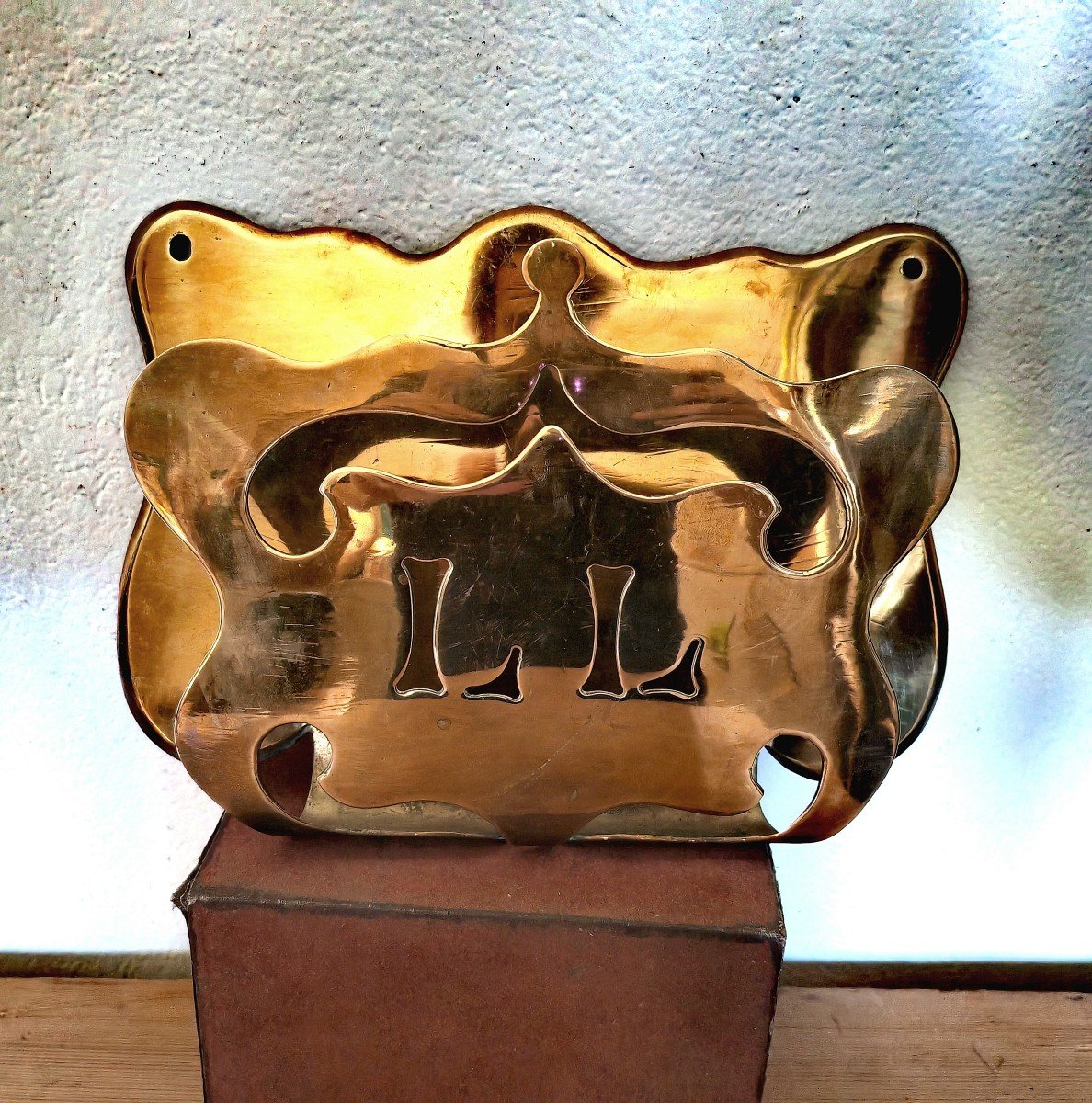 Great Letter Holder, Openworked Brass, Trench Art, Folk Art, Circa 1915