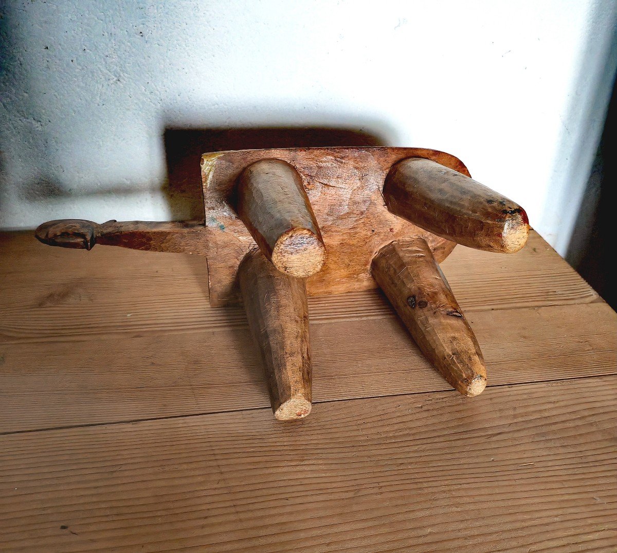 Beau Tabouret Zoomorphe 4 Pieds En Bois Sculpté, Senoufo, Burkina Faso Circa 1950-60-photo-2