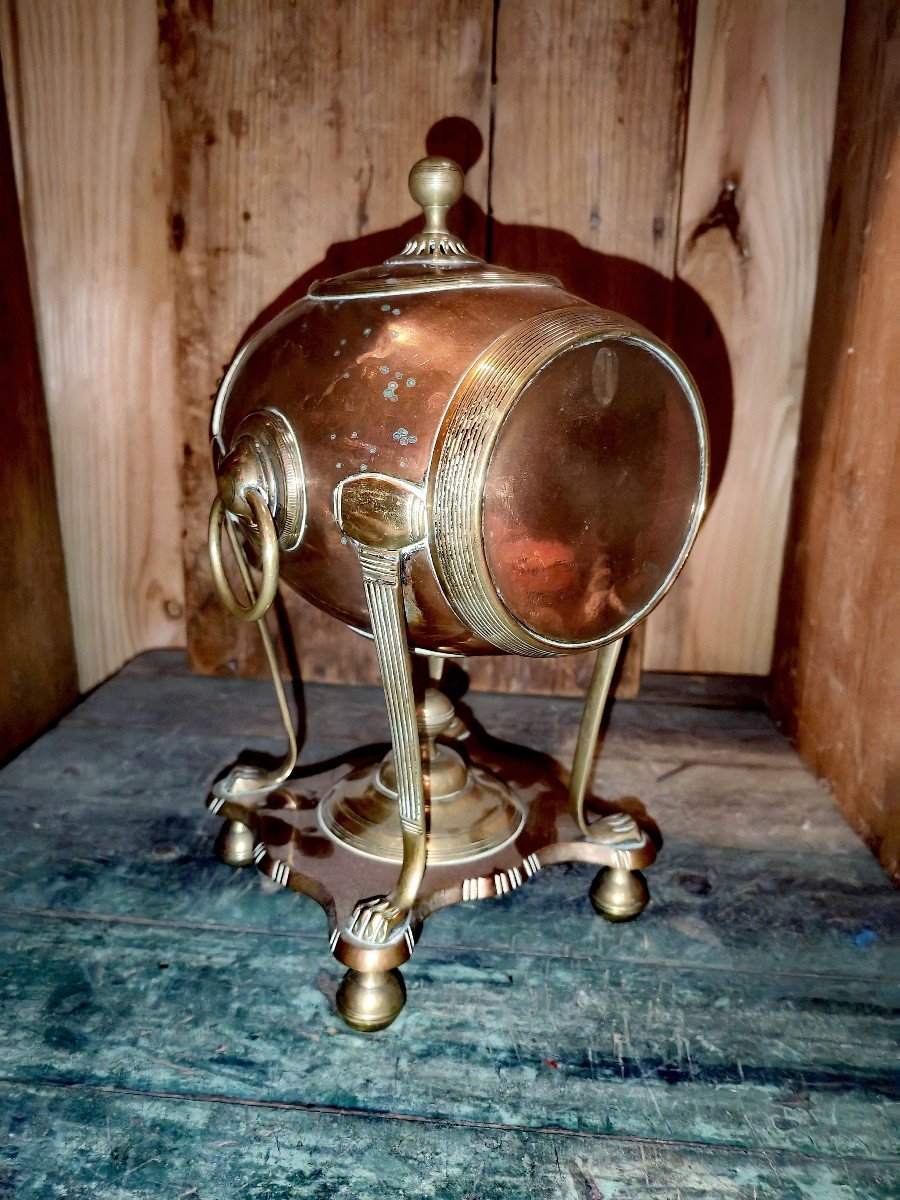 Rare Samovar Forme Tonneau Cuivre 2 Couleurs, Robinet, John Tylor London, Ep George III Ca1800-photo-2