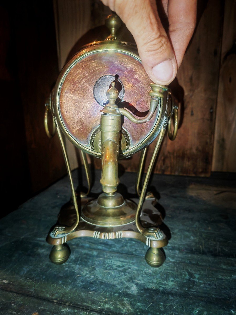 Rare Samovar Forme Tonneau Cuivre 2 Couleurs, Robinet, John Tylor London, Ep George III Ca1800-photo-3