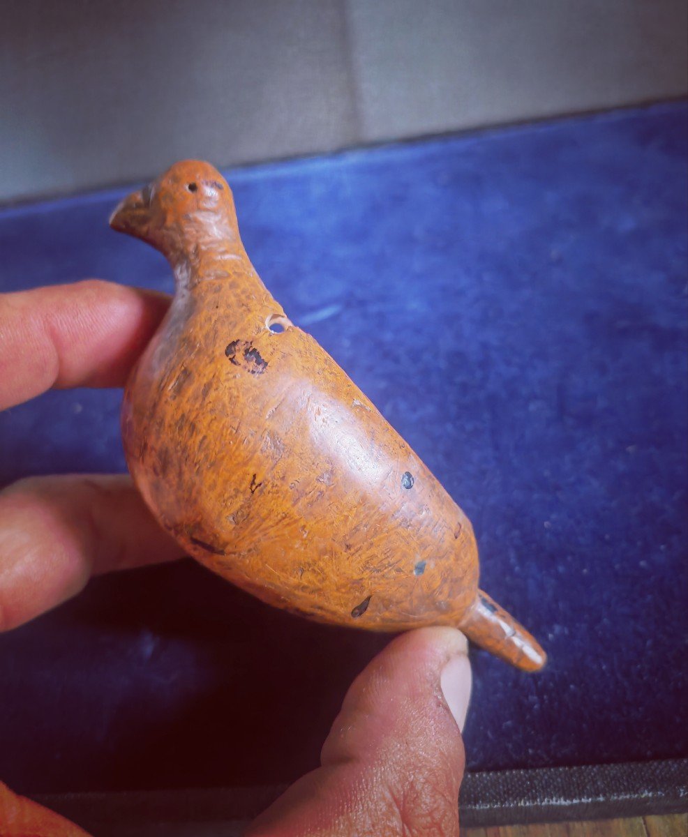 Primitive Bird Snuff Box, Carved Burrl Wood, Folk Art, Europe Circa 1800-photo-4