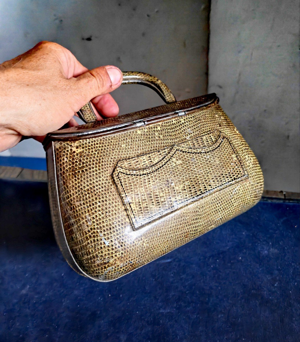 Rare: Huntley & Palmers, Cookie Tin, Lithographed Sheet Metal, Snake Handbag, 1908-photo-2
