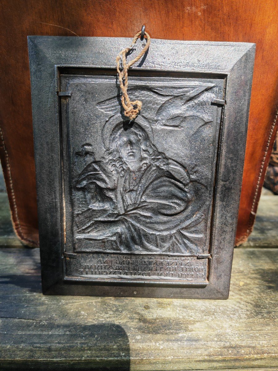 Rare Plaque En Fonte De Fer, Posch Leonard, Circa 1820, Jean l'évangéliste -photo-2