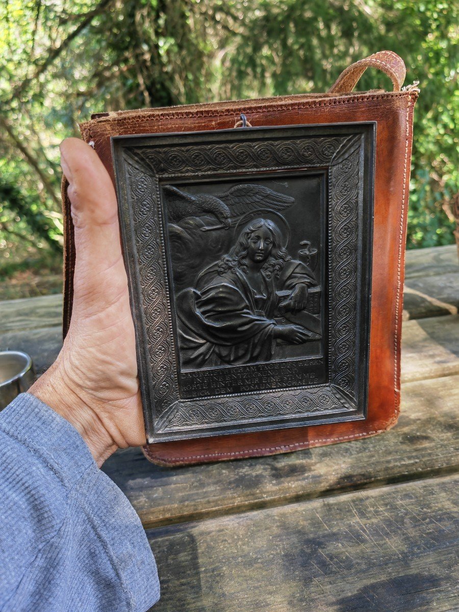 Rare Plaque En Fonte De Fer, Posch Leonard, Circa 1820, Jean l'évangéliste -photo-3