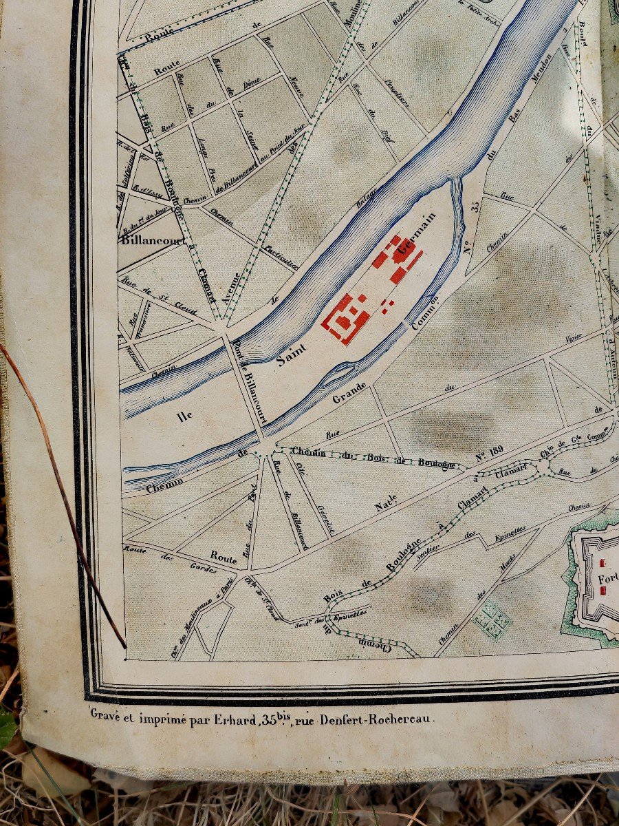 Plan De Paris Malte Brun, J.rouff Et Cie Imprimerie Ehrard, 1893, Toile Et Cartonnage d'Epoque -photo-2
