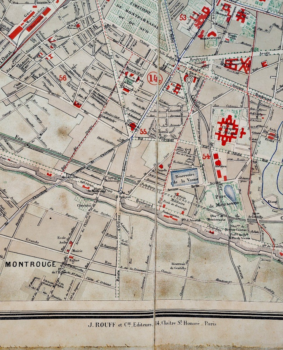 Plan De Paris Malte Brun, J.rouff Et Cie Imprimerie Ehrard, 1893, Toile Et Cartonnage d'Epoque -photo-3