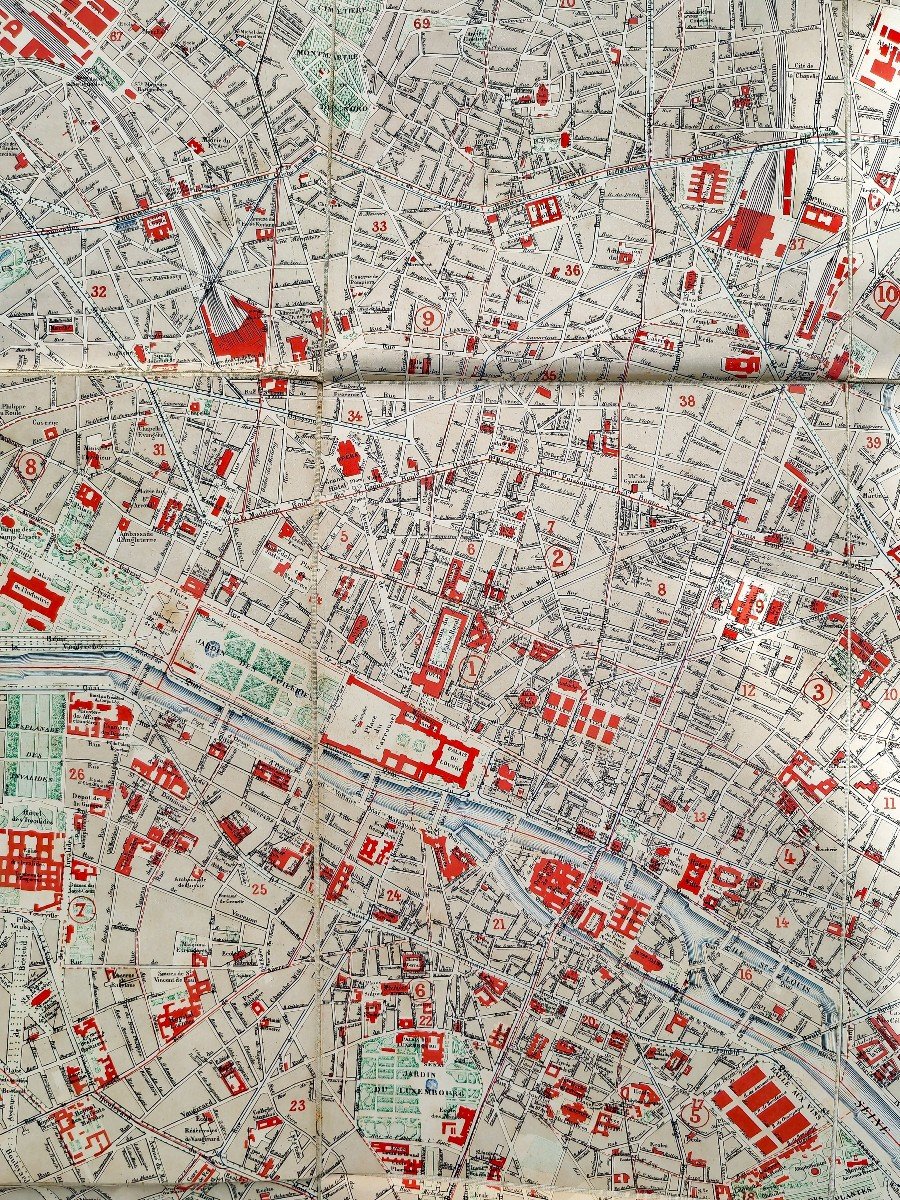 Plan De Paris Malte Brun, J.rouff Et Cie Imprimerie Ehrard, 1893, Toile Et Cartonnage d'Epoque -photo-6