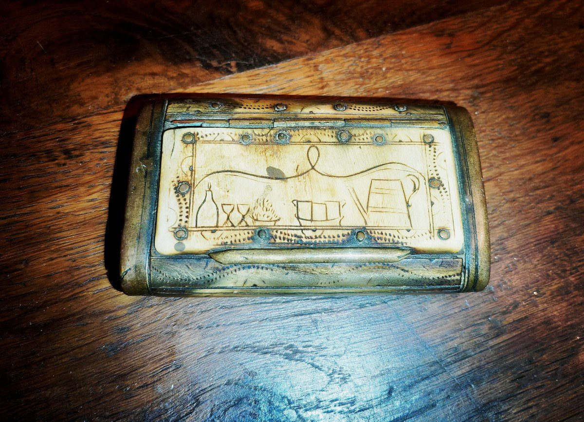 Folk Art: Pretty Snuff Box, Horn & Brass, Kitchen Tools