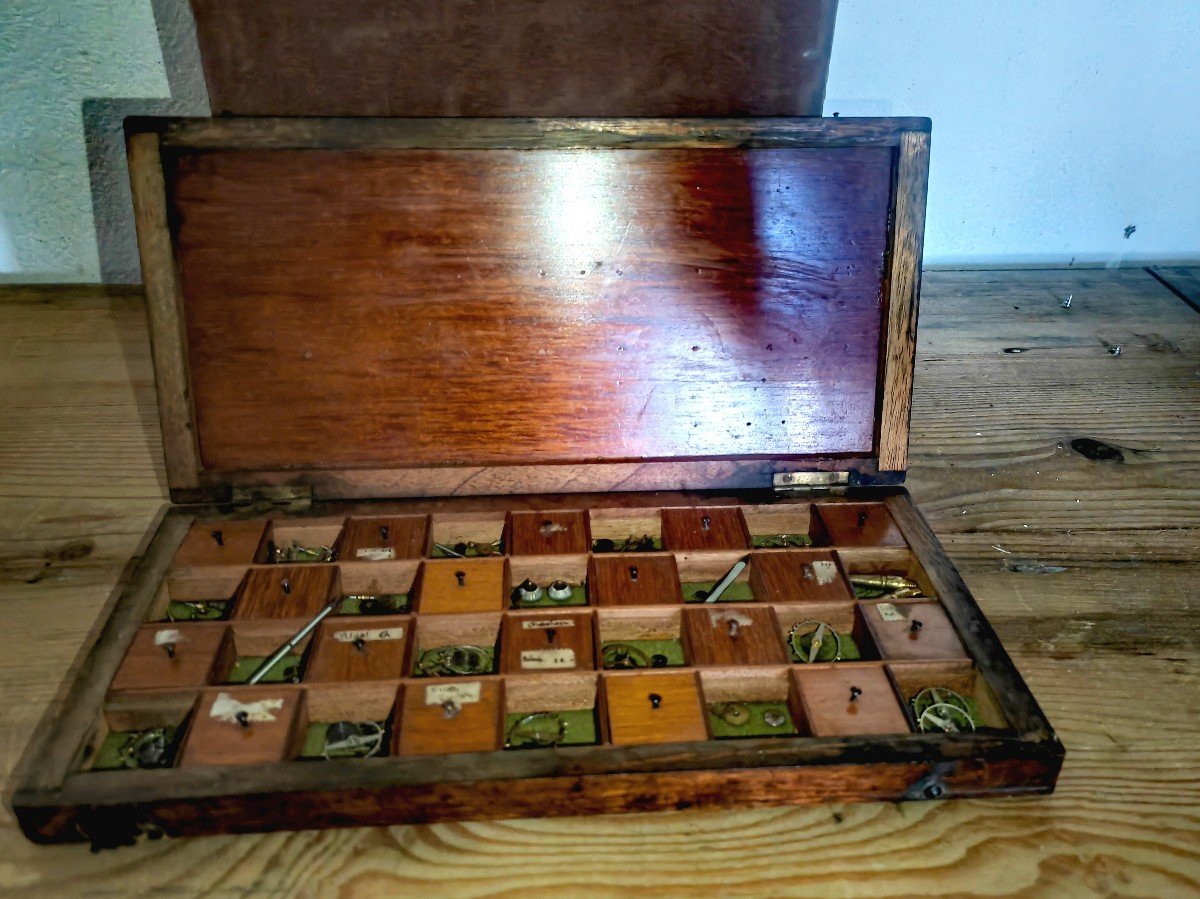 19th Century Box, With Spare Parts All Periods, Watches, Wathmaking, Collection -photo-2