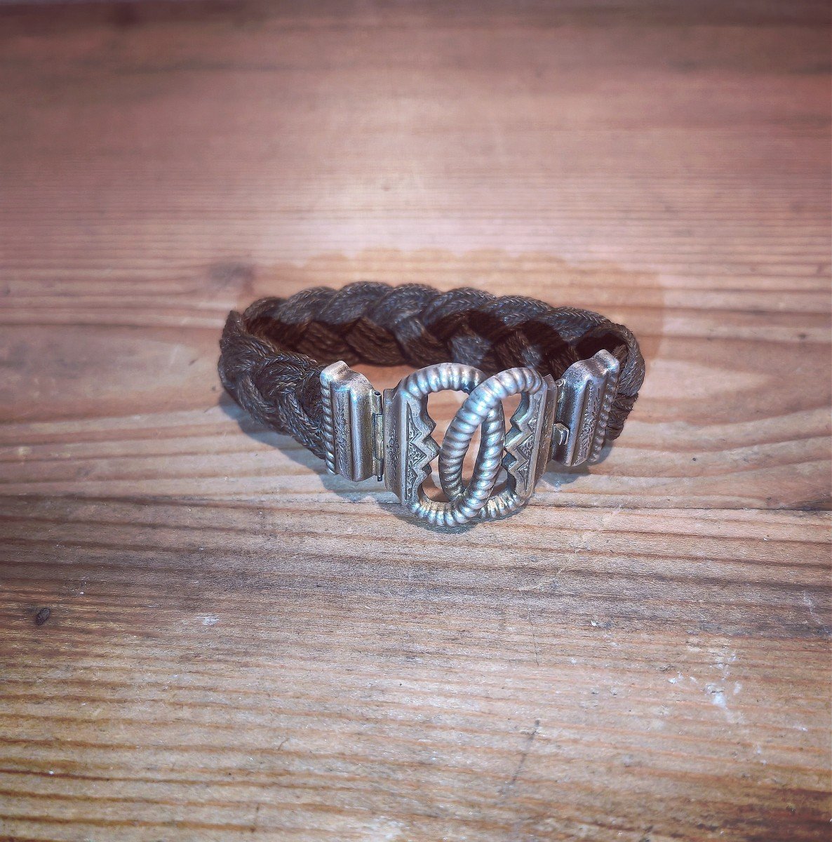 Lovely Braided Hair Bracelet, Gilt Silver Mount, France Napoleon III