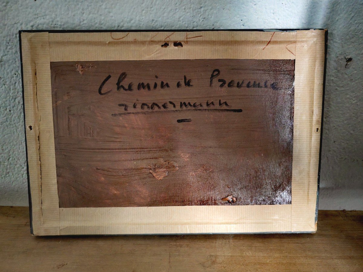 Beautiful Painting On Panel, Chemin De Provence, M. Zimmermann, 20th Century Ondulism -photo-4