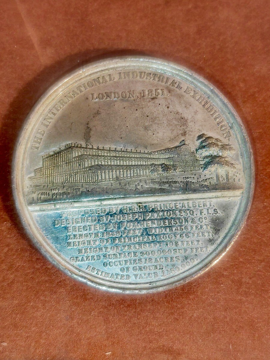 Médaille En étain Crystal Palace, Buste Prince Albert Exposition Universelle 1851 Allen & Moore-photo-2