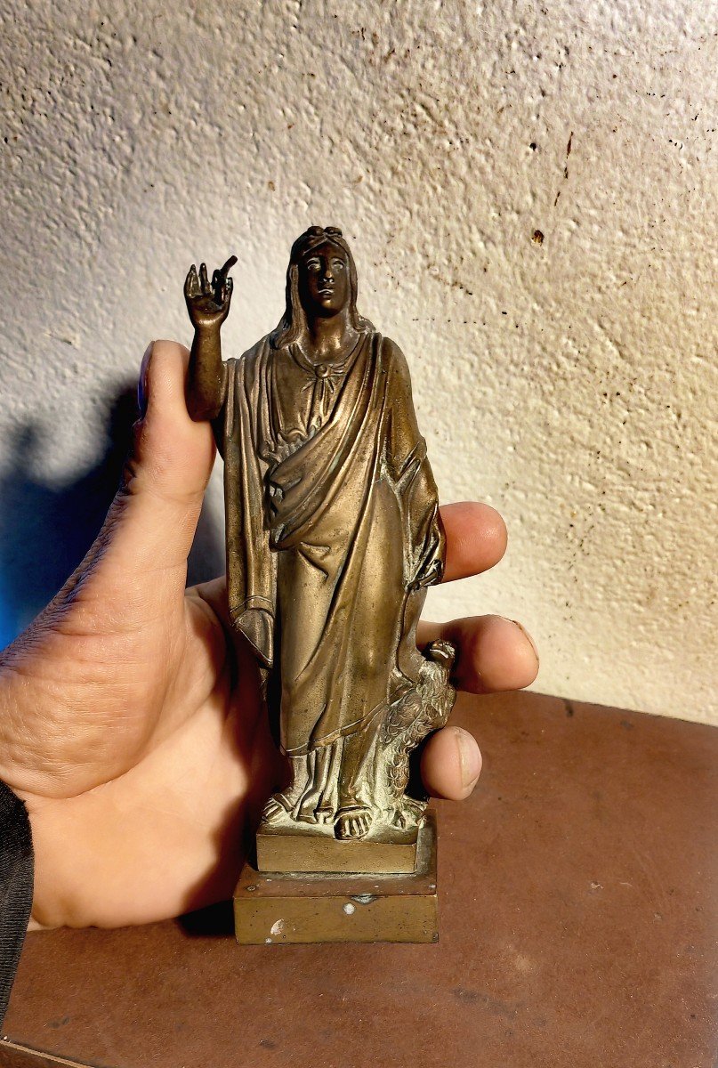 Sujet En Bronze Sur Socle Bronze, Saint Jean l'évangéliste Et Son Aigle, XIXe Siècle -photo-4