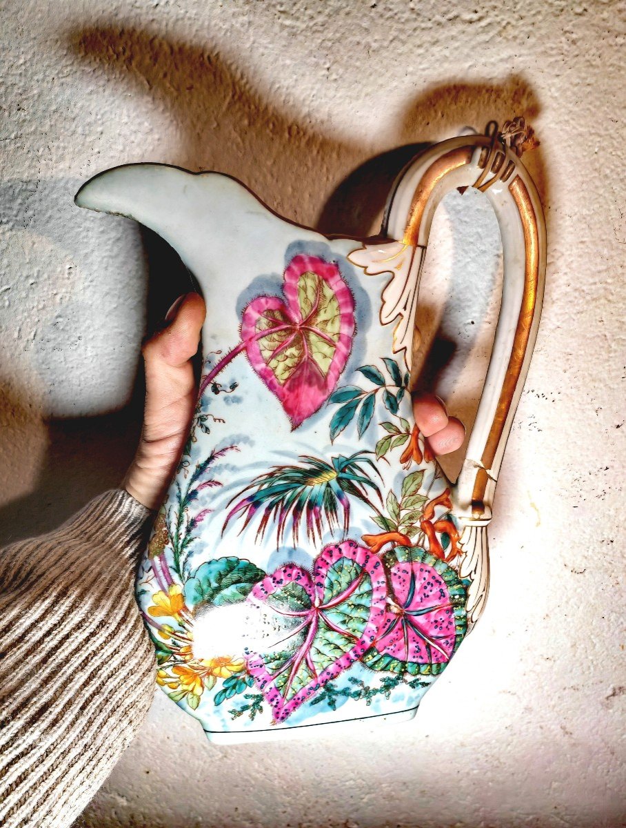 Rare Applique Murale en Porcelaine, Trompe l'œil Broc, Jouhanneaud, Limoges Fin XIXe Siècle -photo-4