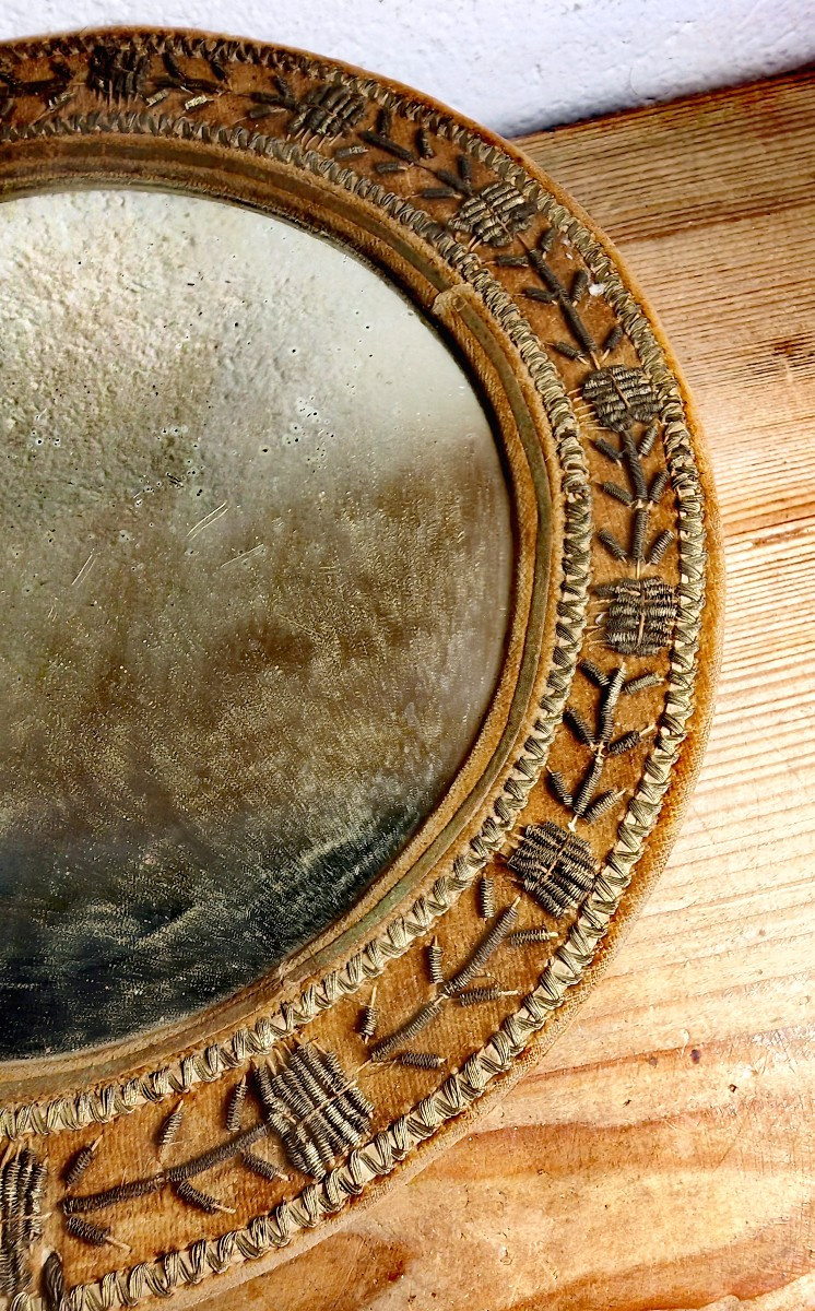  Travail De Broderie De Qualité Fil d'Or Et d'Argent, Miroir Et Couvercle, Turquie? XIXe-photo-2